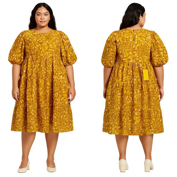 NWT Kika Vargas for Target Voluminous Floral Puff Sleeve Dress – Size 1X - Picture 1 of 8